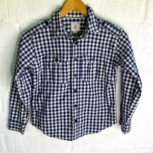 Lands' End Blue Gingham Button Up Shirt sz 8